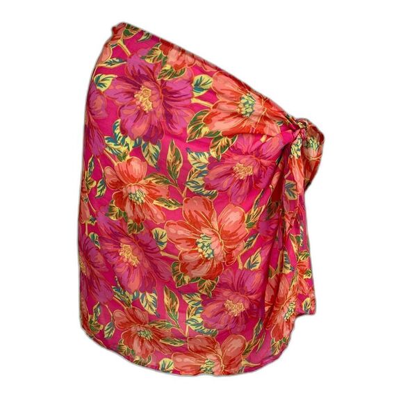 Beach Riot Women Size OS Melanie Pink Floral Miami Peony Sarong Wrap Coverup - Picture 1 of 10